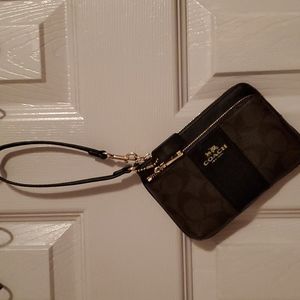 Coach black and brown wristlet